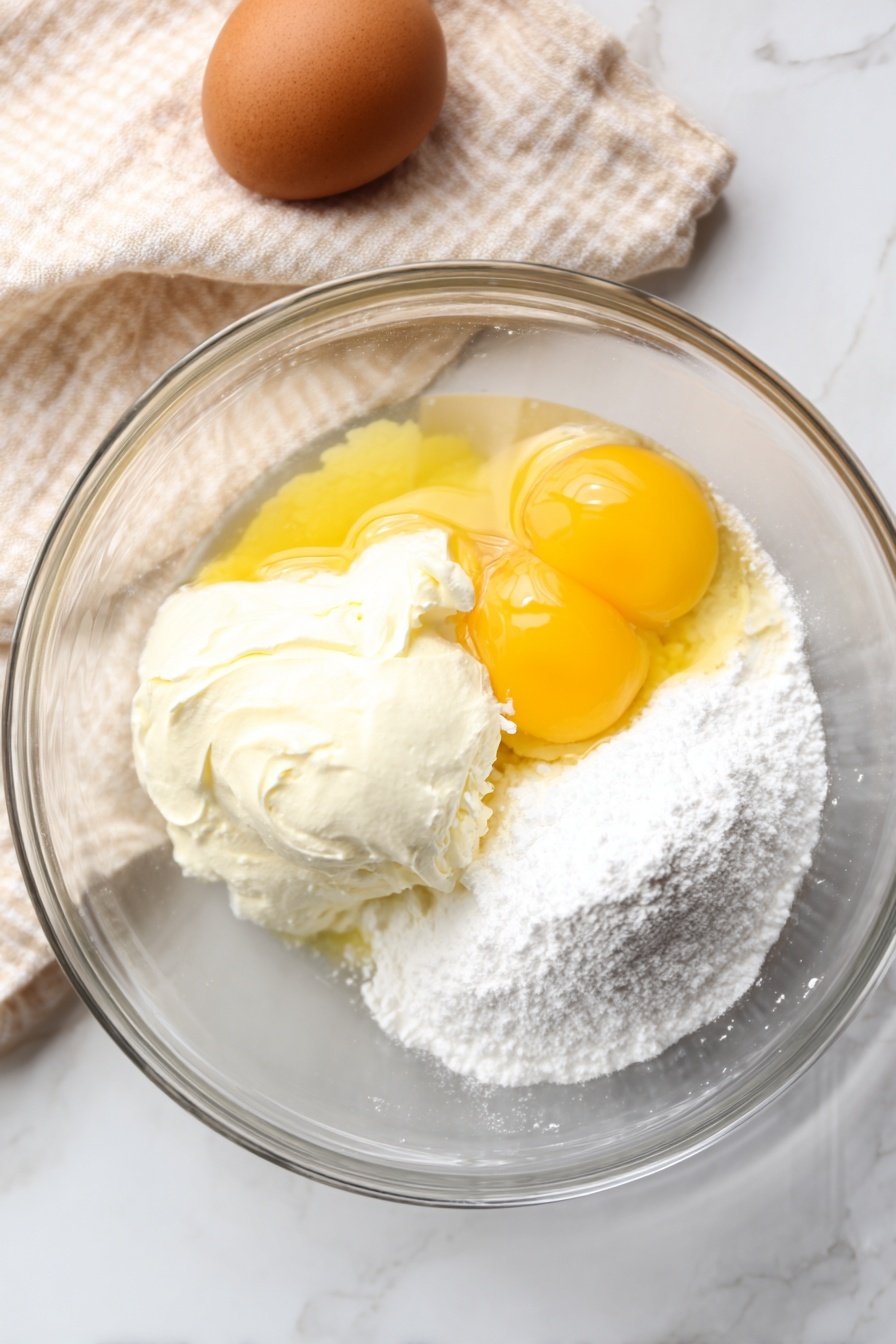 The image shows one piece of yellow cake with a slightly cracked top layer, placed in the center of a round white plate. The cake piece has a soft, fluffy texture on the inside with a golden brown crust on top. A woman's hand has taken a bite from the front side of the cake, revealing its moist and tender inside. In the background, there are other similar pieces of cake placed on light brown parchment paper, all resting on a white marbled surface. The lighting is soft and natural, highlighting the warm tones of the cake. Photo taken with an iphone --ar 2:3 --v 7