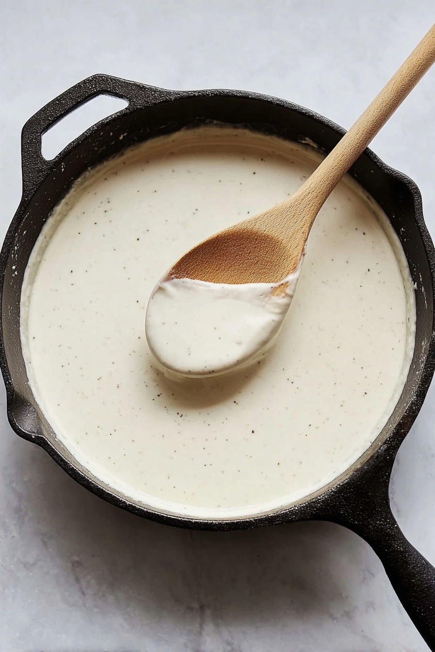 The dish is a green bean casserole in a white baking dish showing one layer of bright green beans mixed with a creamy white sauce that looks thick and smooth, topped with a generous layer of golden brown crispy fried onions that add texture and crunch. The casserole is partially scooped out with a wooden spoon on the left side, revealing the creamy sauce underneath the green beans and fried onions. The background shows a white marbled surface with a grey cloth underneath the dish. photo taken with an iphone --ar 2:3 --v 7