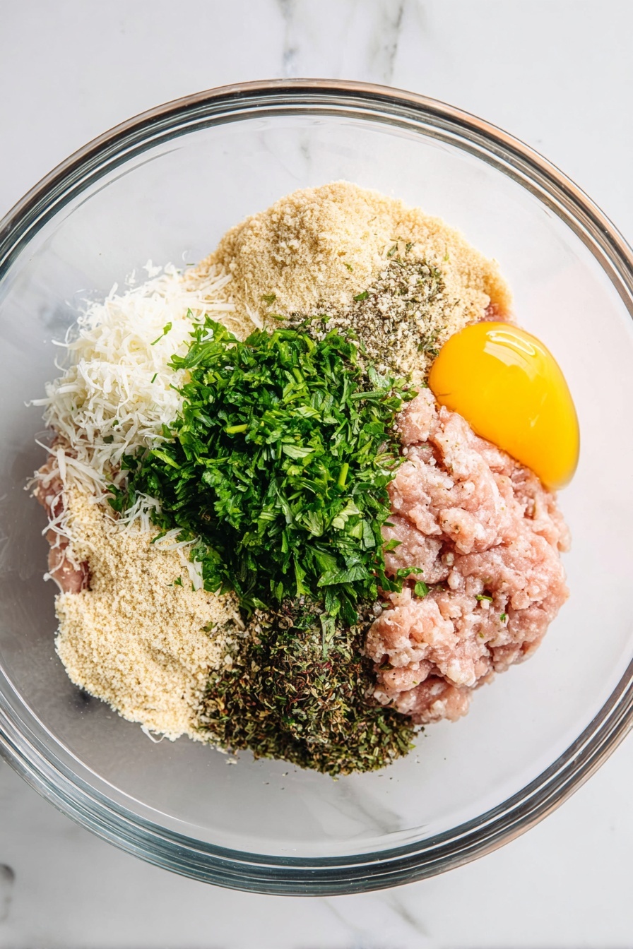 A white plate filled with a pile of spaghetti pasta forming the base layer with a light golden color and slightly glossy texture, topped with several round meatballs coated in a thick, rich red tomato sauce sprinkled with white shredded cheese. One meatball is cut in half, revealing a dense, beige interior mixed with green herbs and bits of pasta. Sauce traces are scattered on the plate, adding a splash of deep red around the food. The dish sits on a white marbled surface. photo taken with an iphone --ar 2:3 --v 7