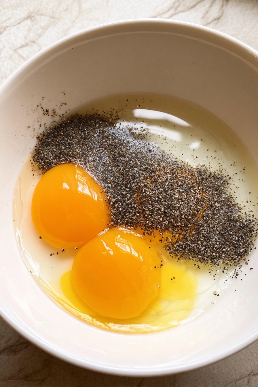 A white plate with a small mound of creamy yellow spaghetti in the center, coated in a light creamy sauce with visible black pepper specks, topped with crisp brown bacon strips, and sprinkled with finely chopped green herbs and shreds of white cheese; sauce gently pools around the base of the pasta on a white marbled surface photo taken with an iphone --ar 2:3 --v 7
