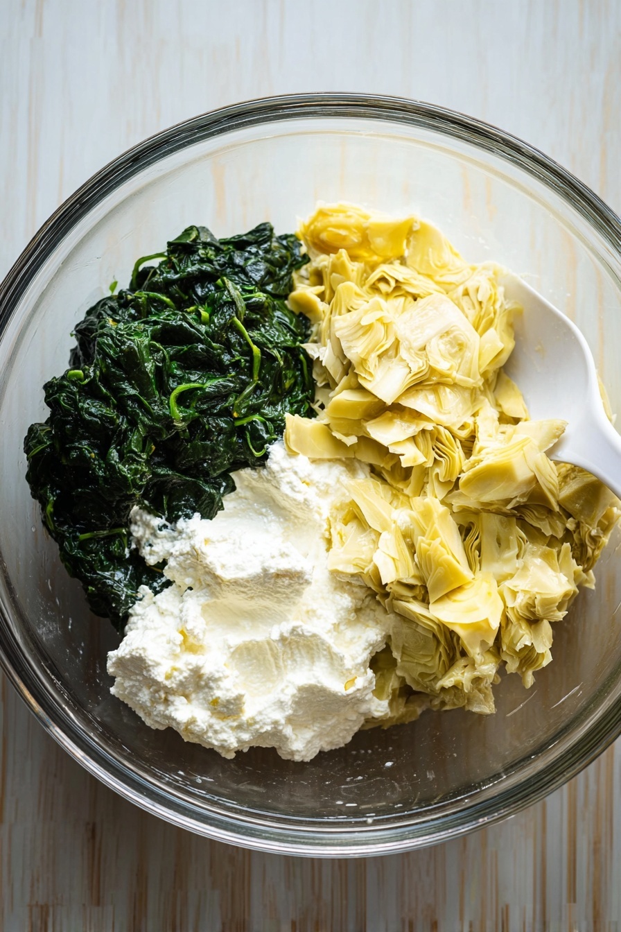 A white oval dish filled with a creamy spinach and artichoke dip, showing a mix of white sauce, light yellow artichoke pieces, and dark green spinach throughout. The dip has a soft texture with visible small chunks and covers the entire top of the dish. Surrounding the dish are many light yellow tortilla chips scattered on a white marbled surface. Photo taken with an iphone --ar 2:3 --v 7
