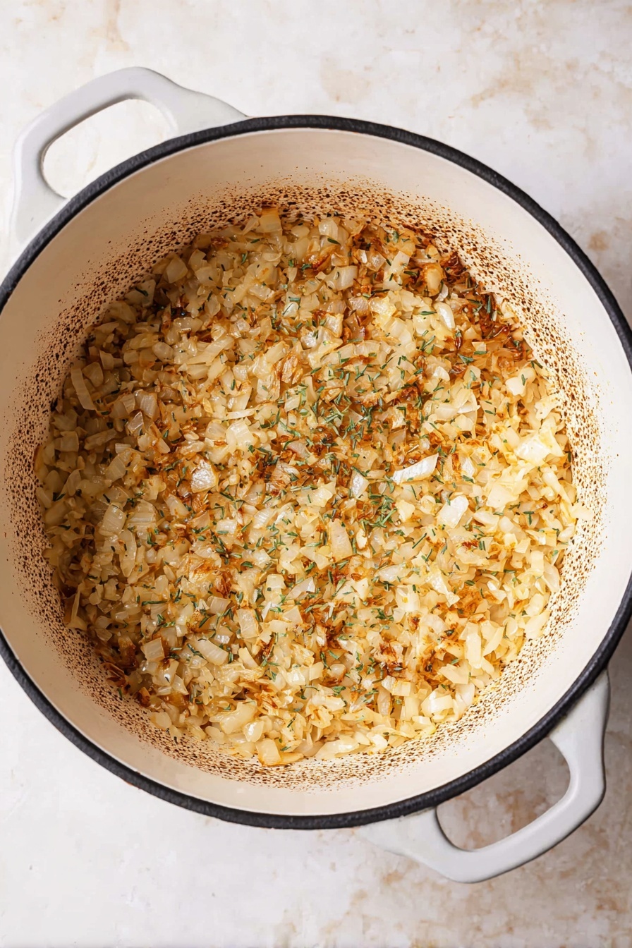The image shows a close-up of a creamy dish in a pan, featuring multiple golden-brown cooked chicken pieces partially covered in a thick, light beige sauce with visible herbs and specks of black pepper. The sauce contains soft, light yellow gnocchi and bright green spinach leaves, evenly mixed throughout. A woman's hand holds a wooden spoon lifting one chicken piece, coated in the creamy sauce with some grated cheese on top. The sauce looks smooth and rich with a slightly glossy texture, and the chicken pieces have a lightly browned, slightly crispy surface. The white marbled background adds a clean contrast to the warm colors of the dish. Photo taken with an iphone --ar 2:3 --v 7